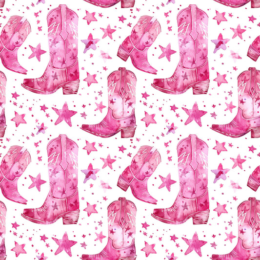 Pink Cowboy Boots Pattern 17 Quilting Cotton Fabric