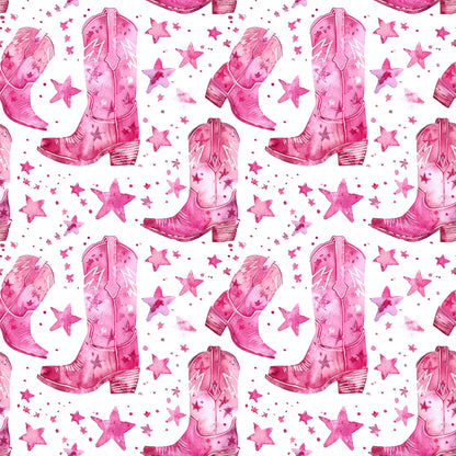 Pink Cowboy Boots Pattern 17 Quilting Cotton Fabric