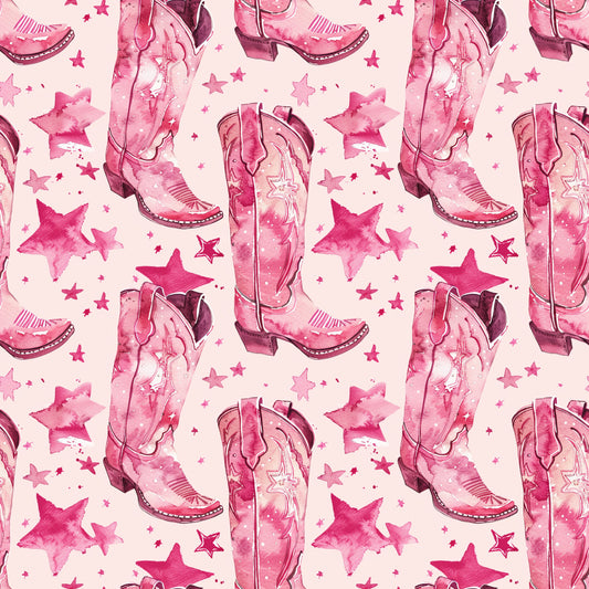 Pink Cowboy Boots Pattern 18 Quilting Cotton Fabric