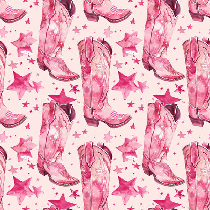 Pink Cowboy Boots Pattern 18 Quilting Cotton Fabric