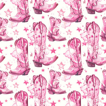Pink Cowboy Boots Pattern 2 Quilting Cotton Fabric