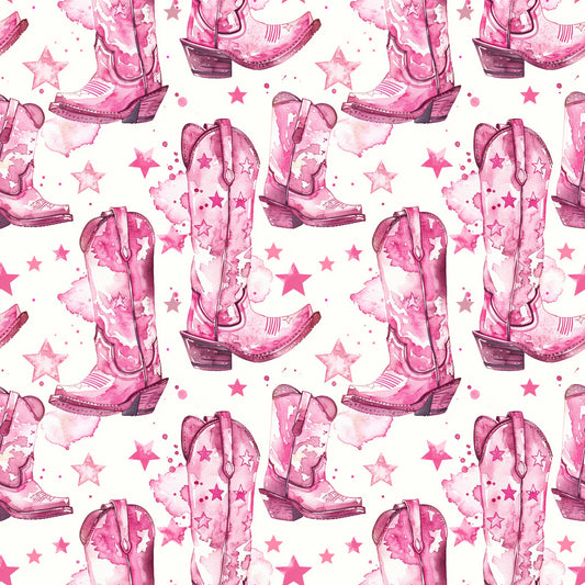 Pink Cowboy Boots Pattern 2 Quilting Cotton Fabric