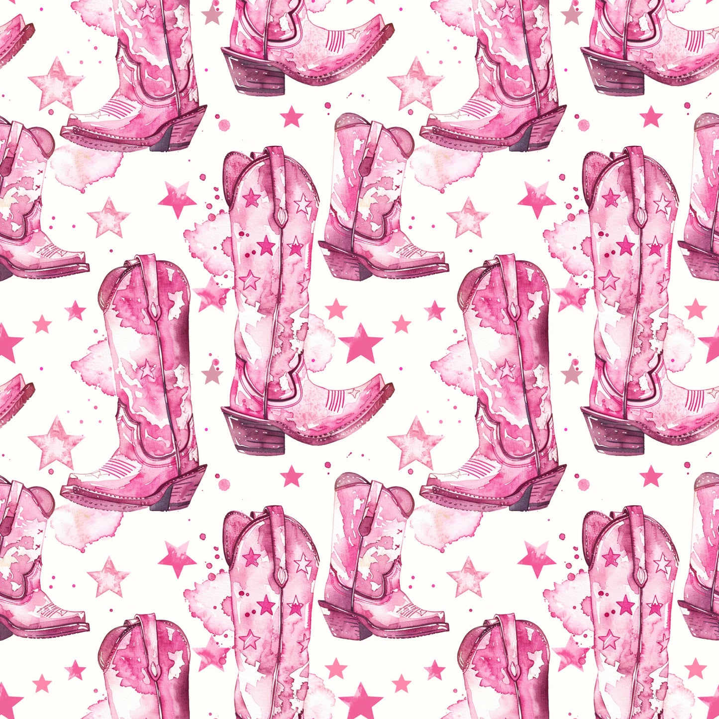 Pink Cowboy Boots Pattern 2 Quilting Cotton Fabric