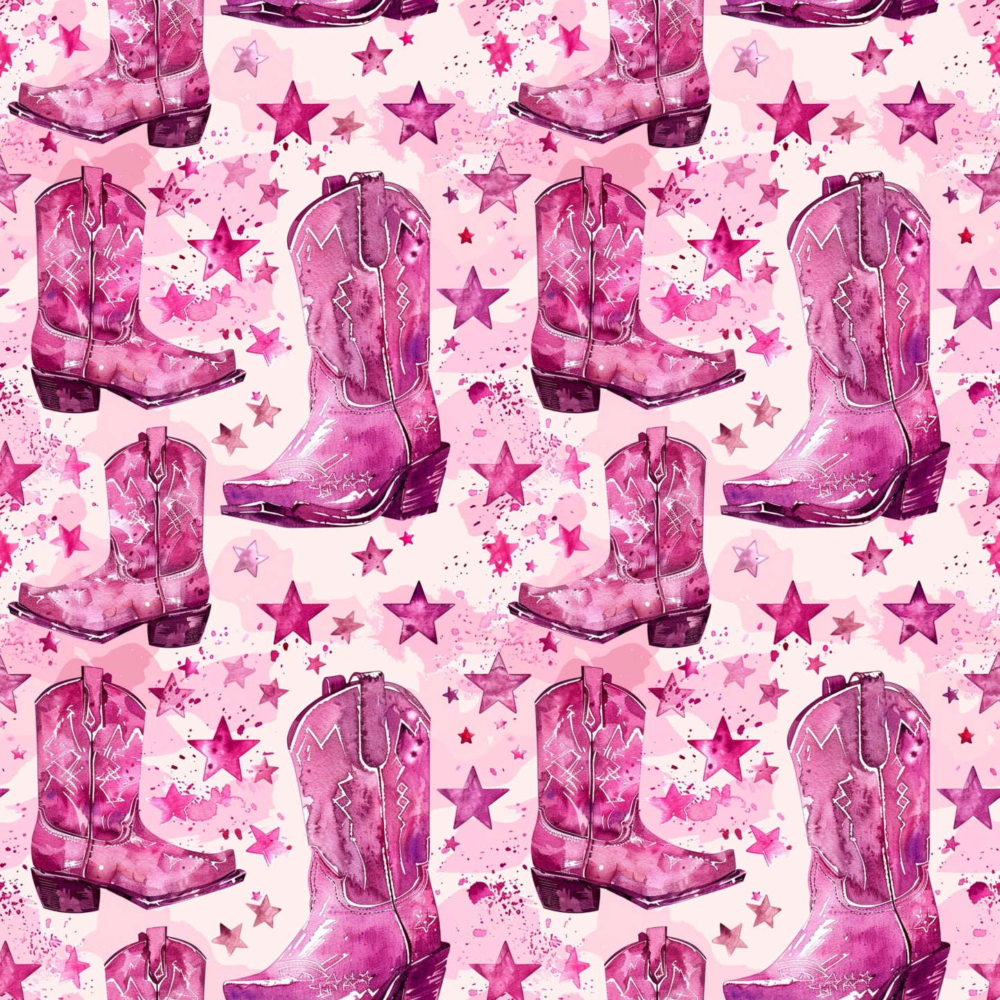 Pink Cowboy Boots Pattern 3 Quilting Cotton Fabric
