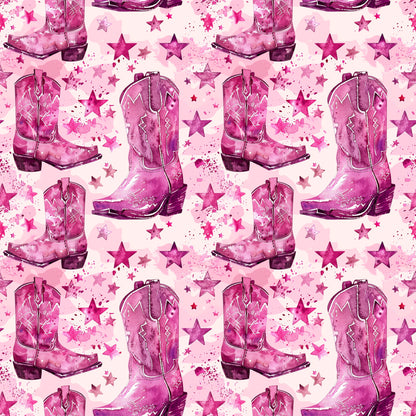 Pink Cowboy Boots Pattern 3 Quilting Cotton Fabric