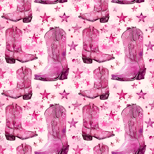 Pink Cowboy Boots Pattern 3 Quilting Cotton Fabric