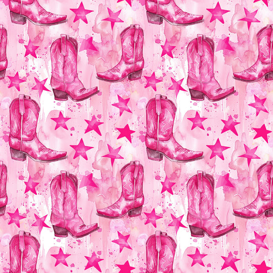 Pink Cowboy Boots Pattern 4 Quilting Cotton Fabric