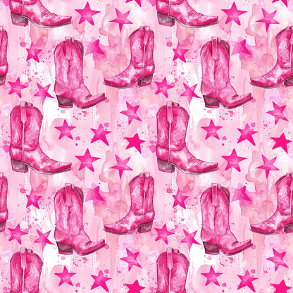 Pink Cowboy Boots Pattern 4 Quilting Cotton Fabric