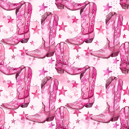 Pink Cowboy Boots Pattern 5 Quilting Cotton Fabric