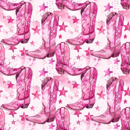 Pink Cowboy Boots Pattern 5 Quilting Cotton Fabric