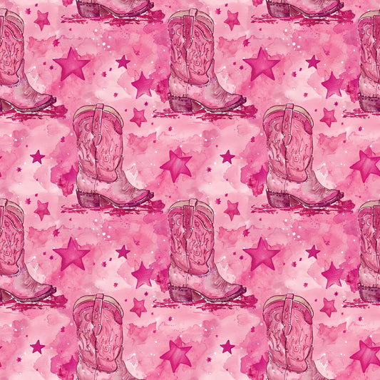 Pink Cowboy Boots Pattern 6 Quilting Cotton Fabric