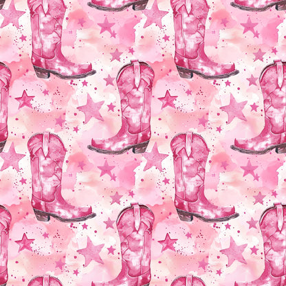 Pink Cowboy Boots Pattern 7 Quilting Cotton Fabric