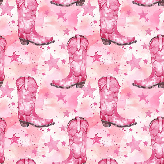 Pink Cowboy Boots Pattern 7 Quilting Cotton Fabric