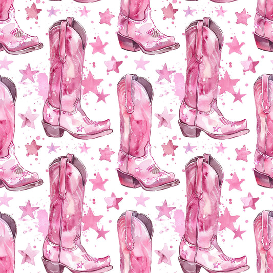 Pink Cowboy Boots Pattern 8 Quilting Cotton Fabric