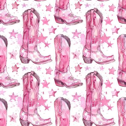 Pink Cowboy Boots Pattern 8 Quilting Cotton Fabric