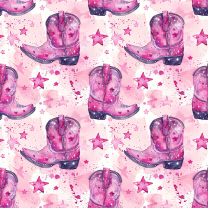 Pink Cowboy Boots Pattern 9 Quilting Cotton Fabric