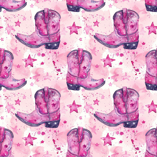 Pink Cowboy Boots Pattern 9 Quilting Cotton Fabric