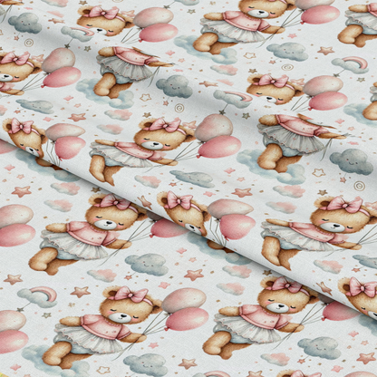 Pink Teddy Bears Pattern 9 Quilting Cotton Fabric