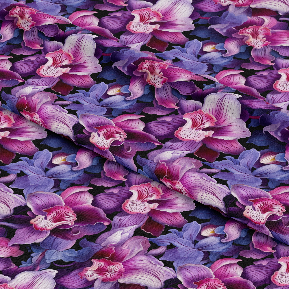 Pink and Purple Orchid Flowers Pattern 11 Quilting Cotton Fabric