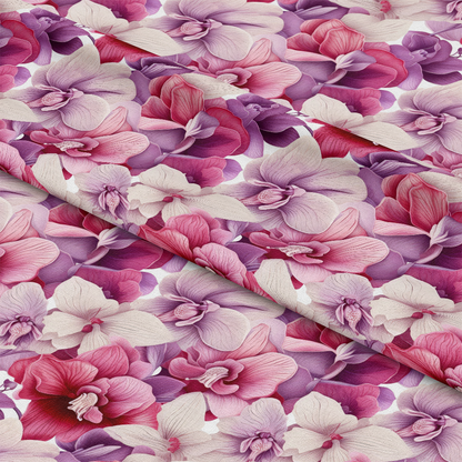 Pink and Purple Orchid Flowers Pattern 2 Quilting Cotton Fabric