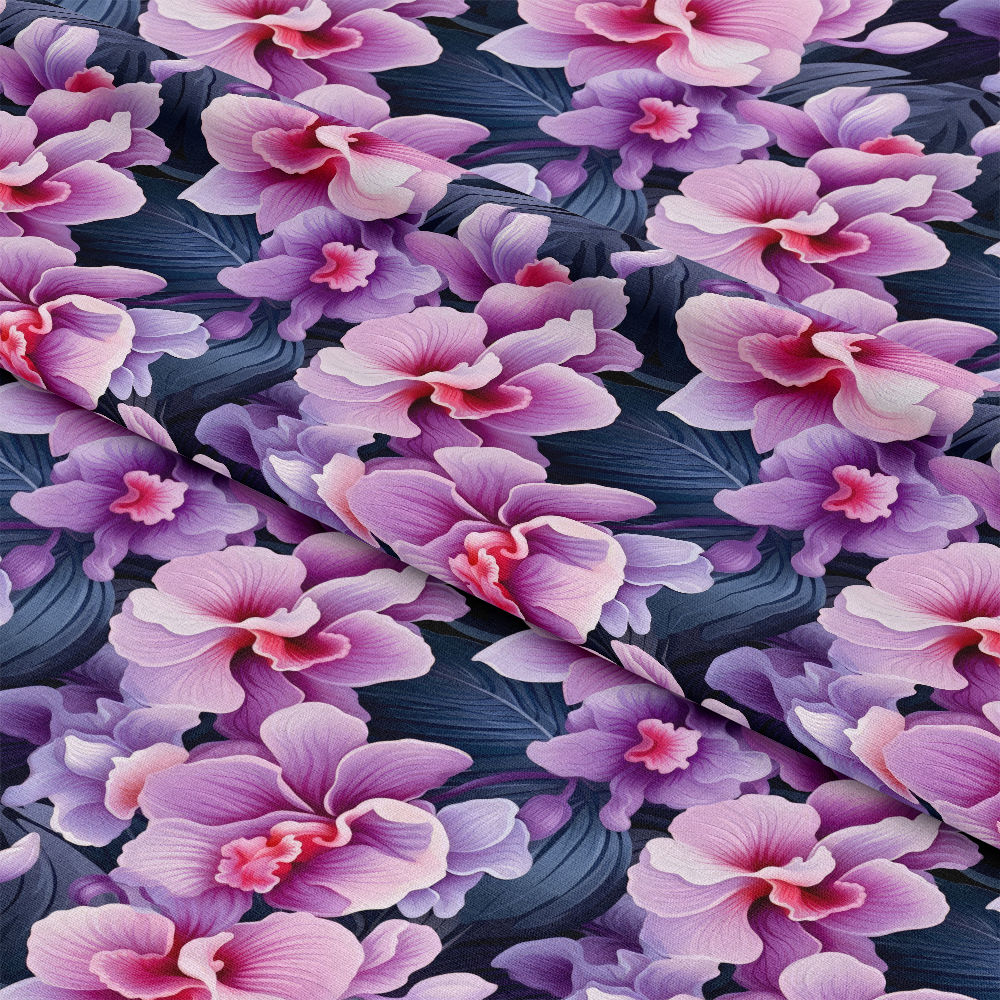 Pink and Purple Orchid Flowers Pattern 3 Quilting Cotton Fabric