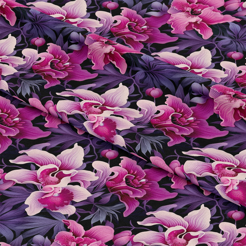 Pink and Purple Orchid Flowers Pattern 5 Quilting Cotton Fabric