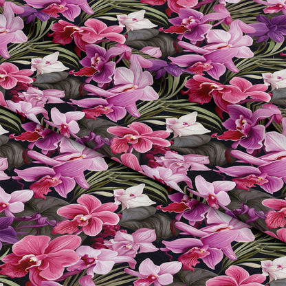 Pink and Purple Orchid Flowers Pattern 6 Quilting Cotton Fabric