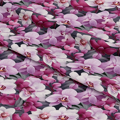 Pink and Purple Orchid Flowers Pattern 7 Quilting Cotton Fabric