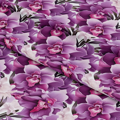 Pink and Purple Orchid Flowers Pattern 8 Quilting Cotton Fabric