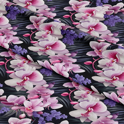 Pink and Purple Orchid Flowers Pattern 9 Quilting Cotton Fabric