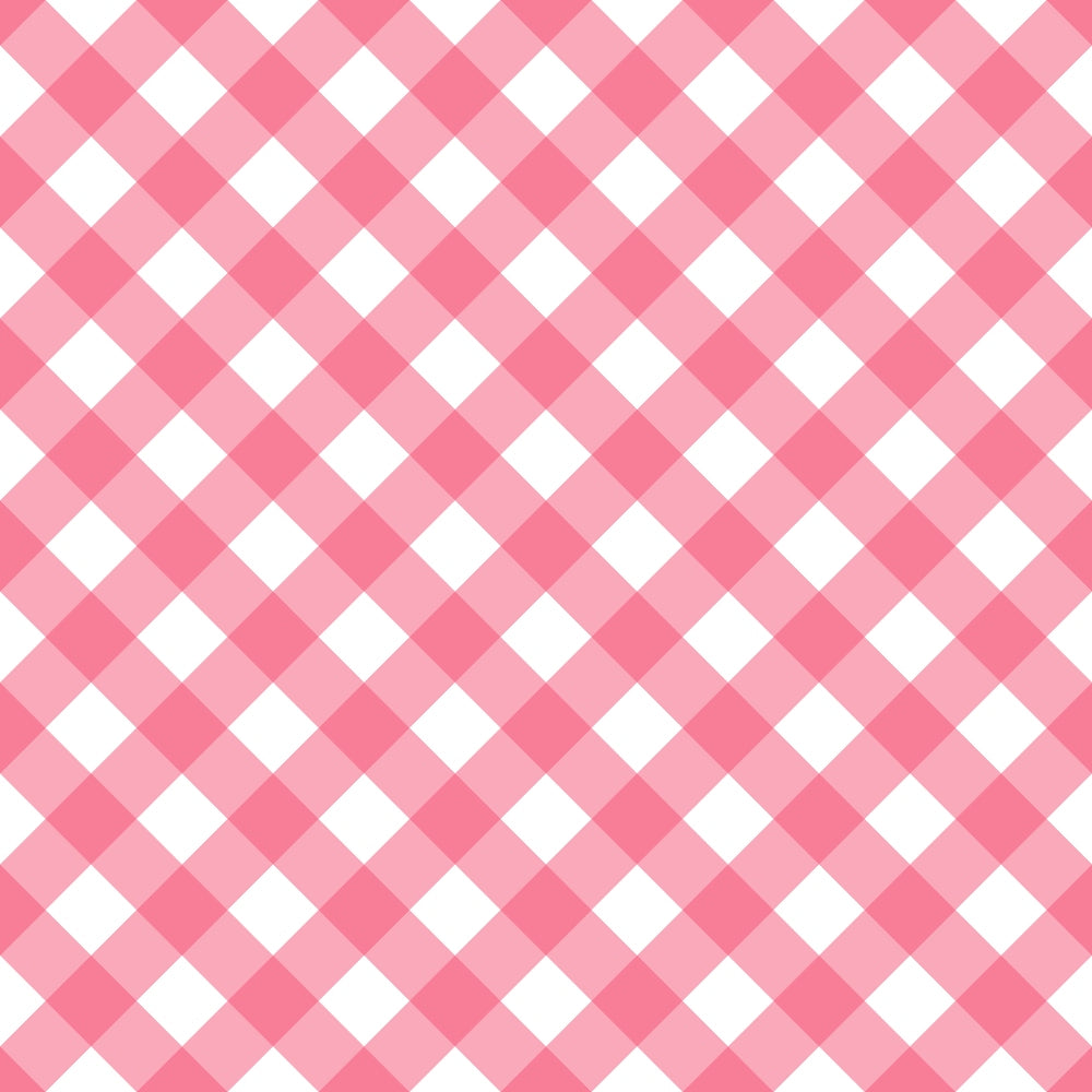 A pink and white checkered pattern with a symmetrical, repetitive design.