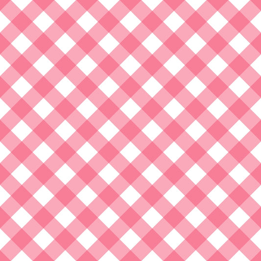 A pink and white checkered pattern with a symmetrical, repetitive design.