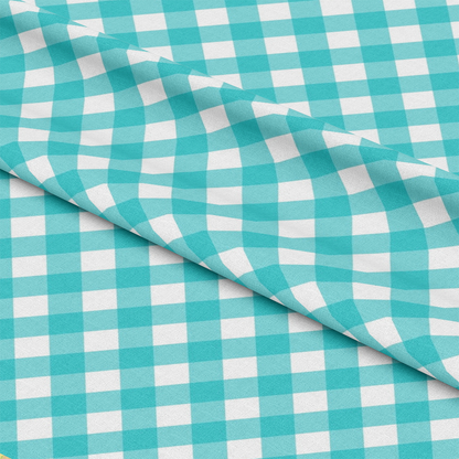 - Plaid for Summer Pattern 15 Quilting Cotton Fabric  
- Blue, white, aqua  
- Checkered, gingham, plaid  
- Quilting, cotton, textile  
- Soft, lightweight, smooth  
- Yardage fabric, sewing material  
- Summer, casual, classic style