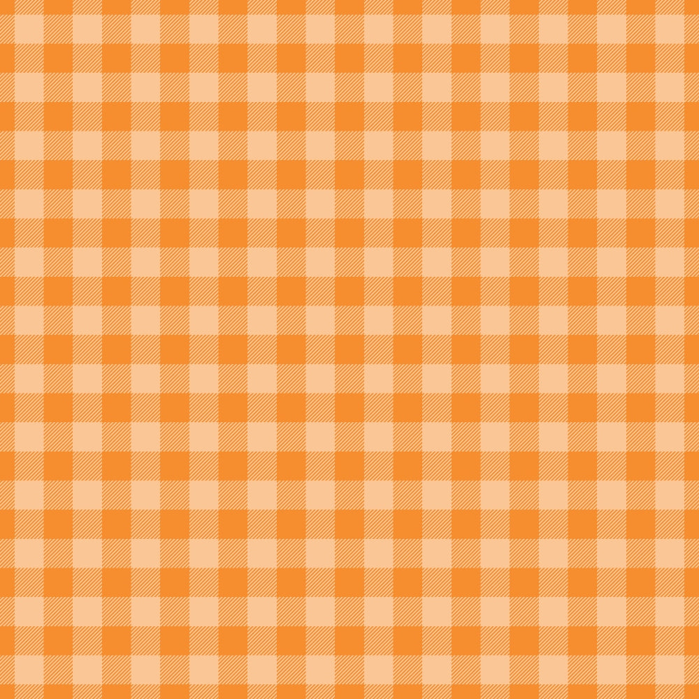 A seamless orange and cream gingham pattern with small evenly spaced squares throughout the image.