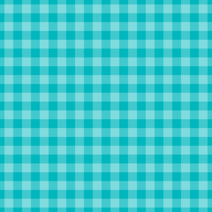 Blue and white checkered gingham pattern.