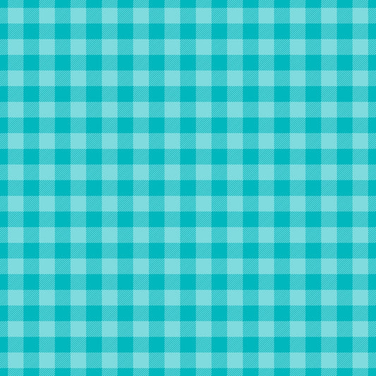 Blue and white checkered gingham pattern.