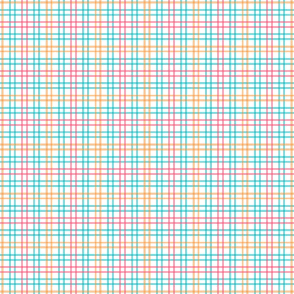 A grid pattern with intersecting lines in orange, pink, and teal on a white background.