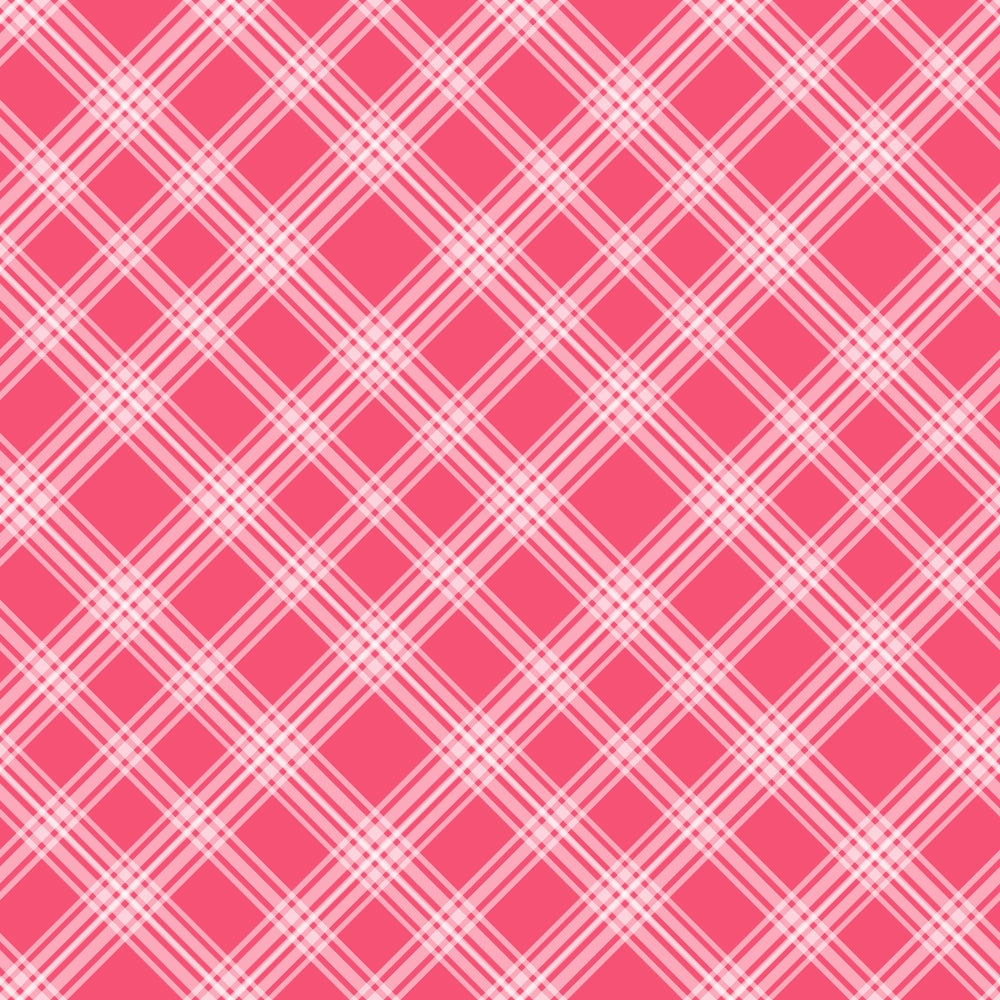 A pink and white plaid pattern with intersecting diagonal lines forming squares and diamonds.