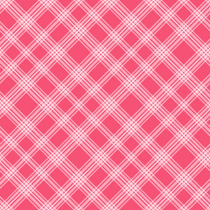 A pink and white plaid pattern with intersecting diagonal lines forming squares and diamonds.