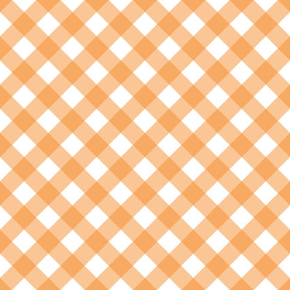 Orange and white gingham pattern with alternating diagonal squares.