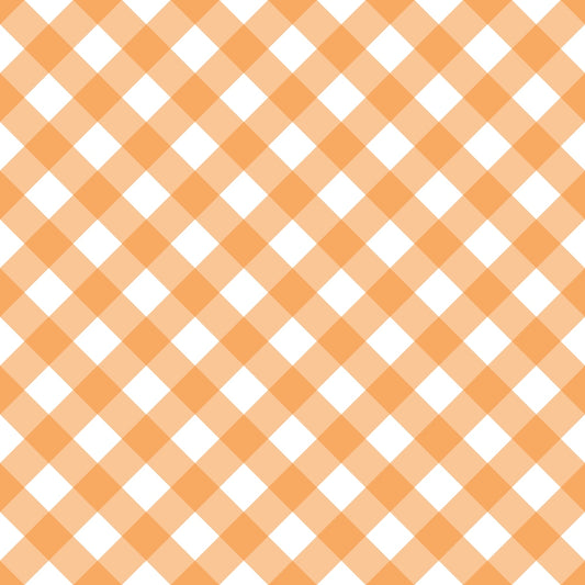 Orange and white gingham pattern with alternating diagonal squares.