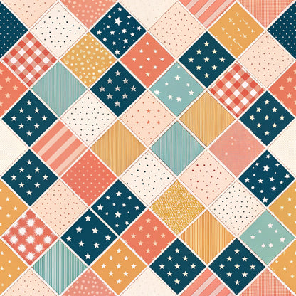 Playful Pastel Geometric Pattern 3 Quilting Cotton Fabric