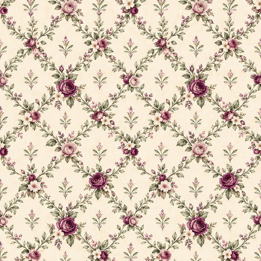 Plum Sage Garden Pattern 1 Quilting Cotton Fabric