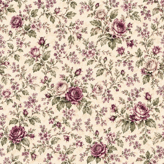 Plum Sage Garden Pattern 2 Quilting Cotton Fabric