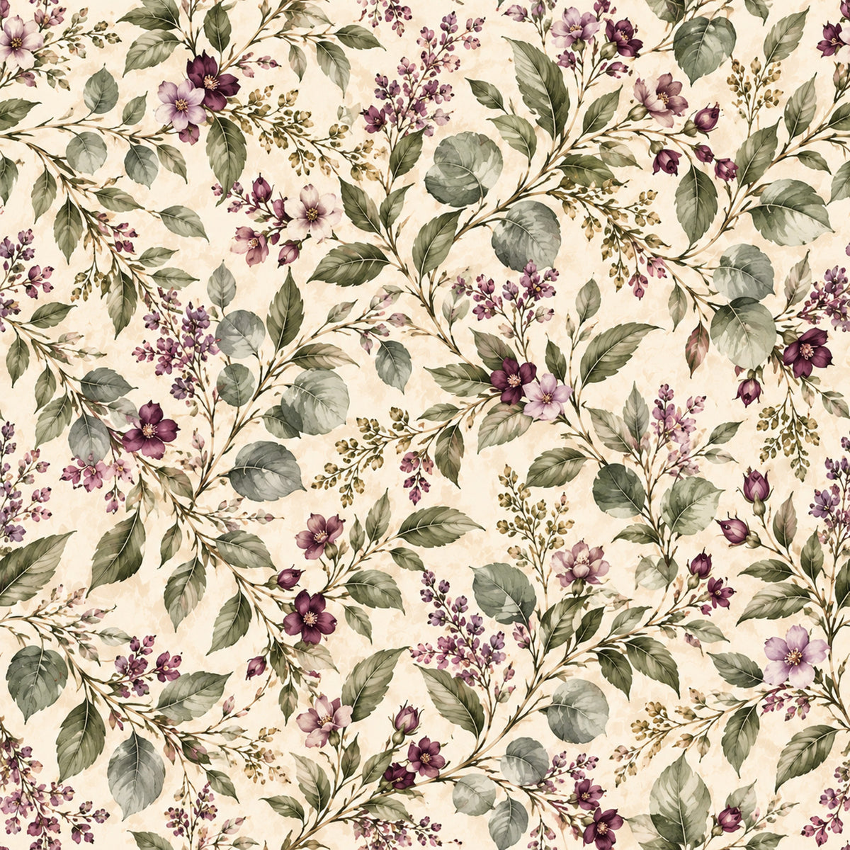 Plum Sage Garden Pattern 4 Quilting Cotton Fabric