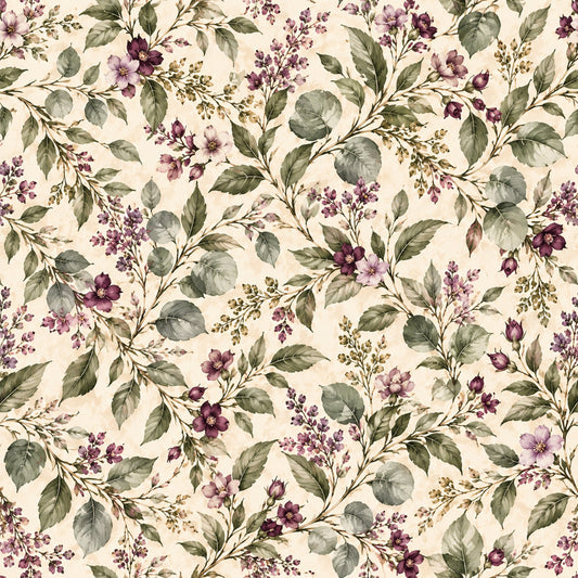 Plum Sage Garden Pattern 4 Quilting Cotton Fabric