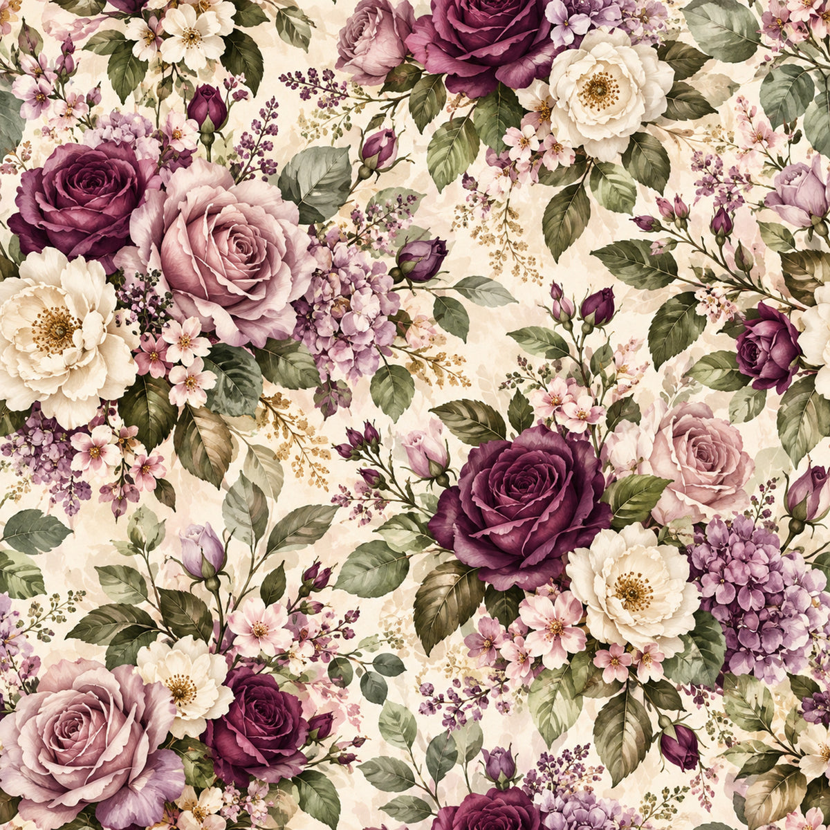 Plum Sage Garden Pattern 5 Quilting Cotton Fabric