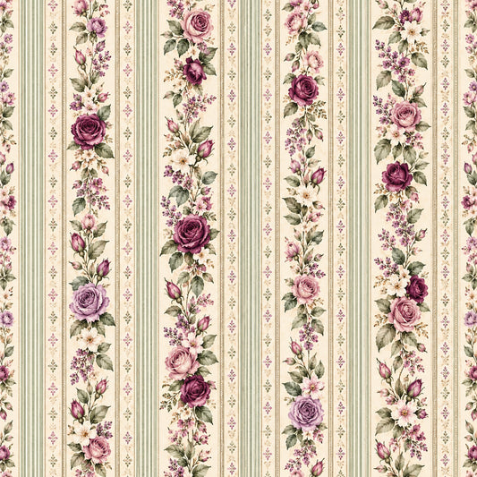 Plum Sage Garden Pattern 8 Quilting Cotton Fabric