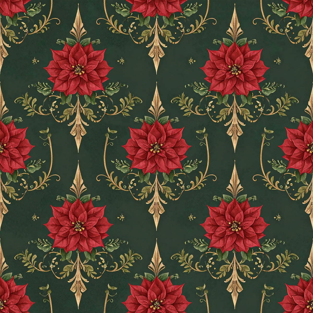 Poinsettia Elegance Pattern 11 Quilting Cotton Fabric