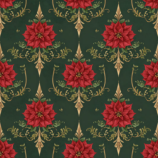 Poinsettia Elegance Pattern 11 Quilting Cotton Fabric